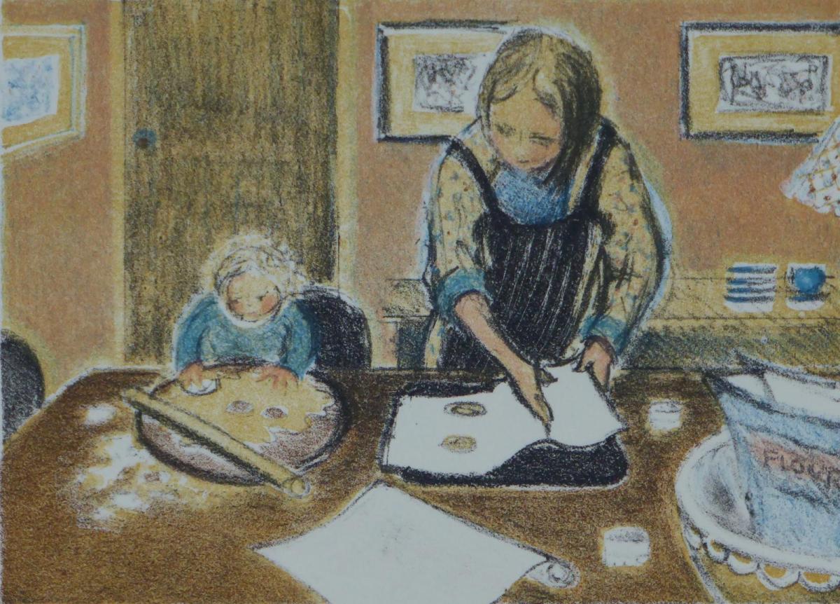 'Biscuits' stone lithograph, R Payn