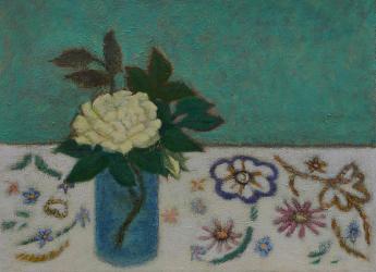 'Hand Embroidered' (iv) oil on canvas, Rebecca Stones